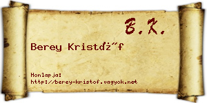 Berey Kristóf névjegykártya