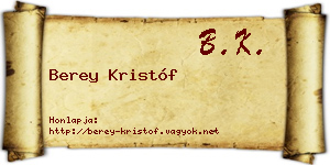 Berey Kristóf névjegykártya